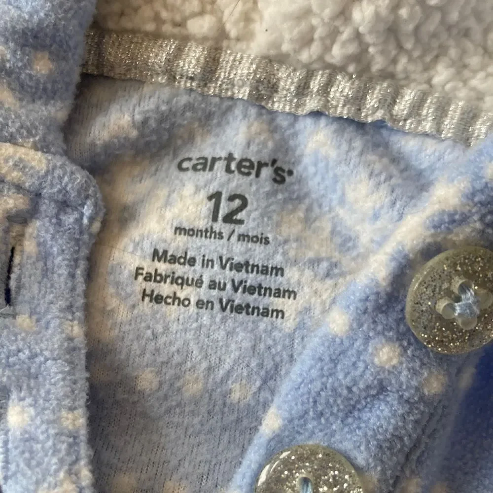 𝅺CARTER'S Snowflake Reindeer Cozy Soft Pullover Sweatshirt Size 12 Months